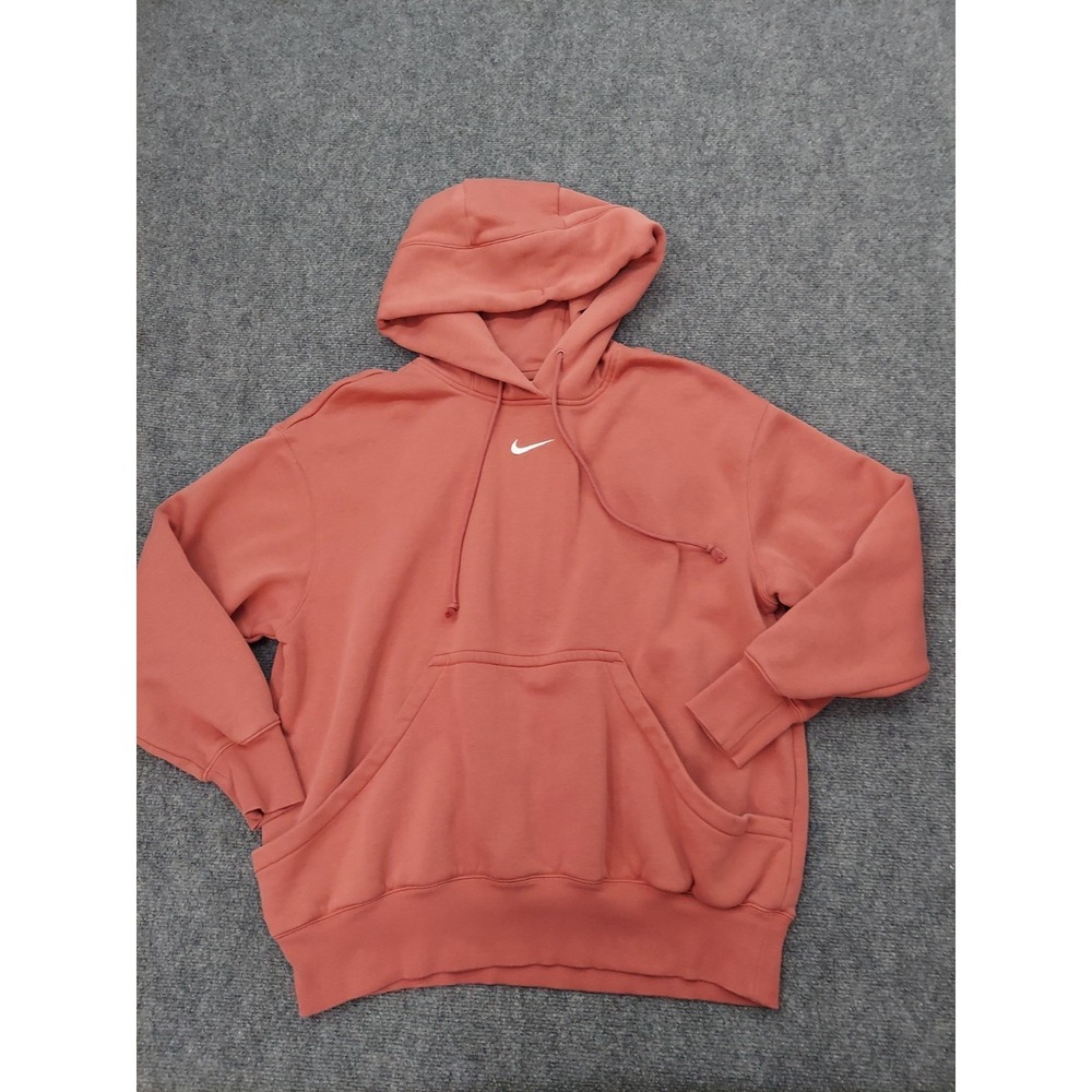 Nike Sweat Shirt Hoodie Womens Medium‎ Pink Mauve Center Swoosh Pockets